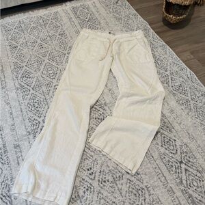 Roxy Oceanside Print Beach Pants Size Small Pockets White